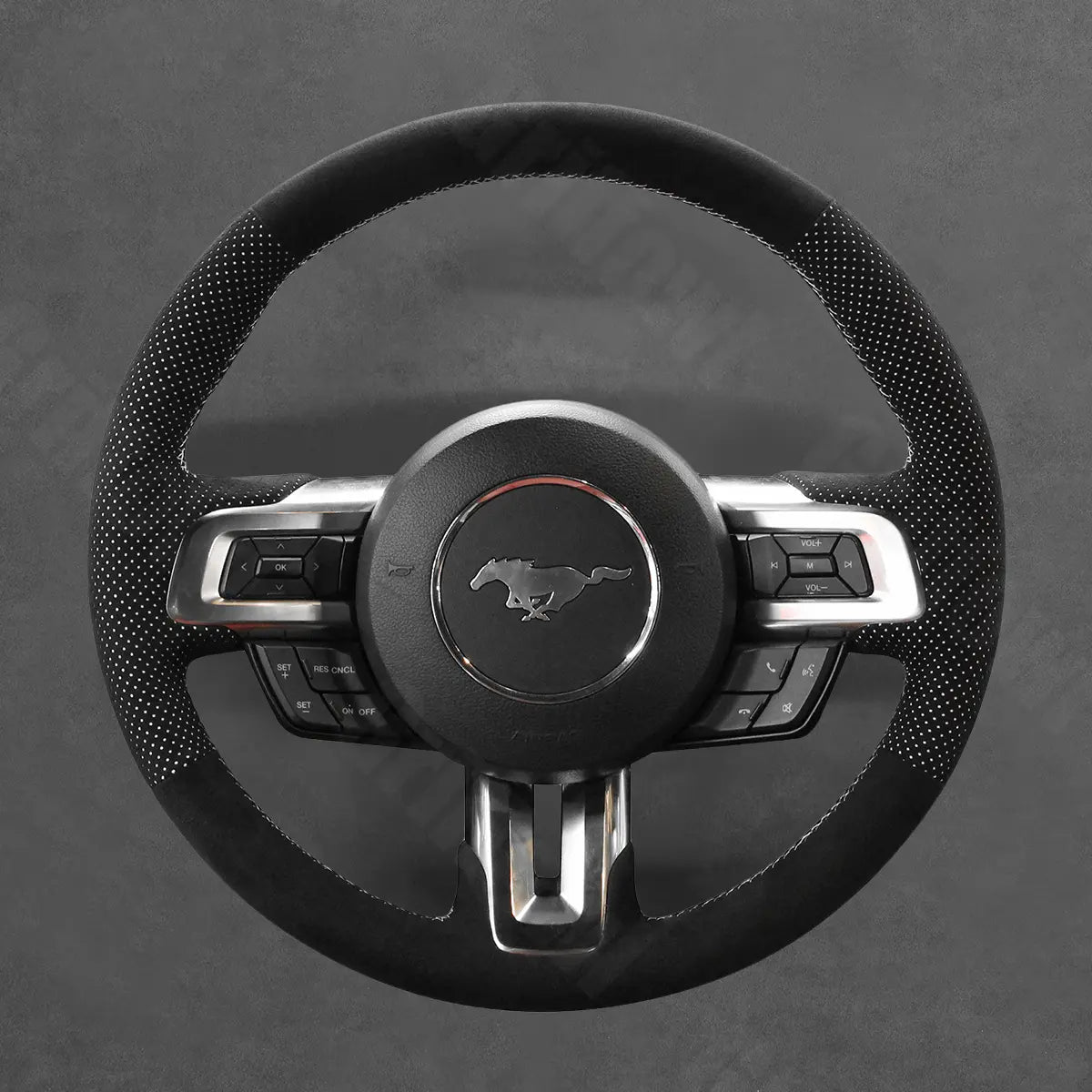 Griffowl Steering Wheel Cover for Tailored Coupe Ford Mustang 2015-2023. Perfect grip with our steering wheel wrap and custom interior touch.