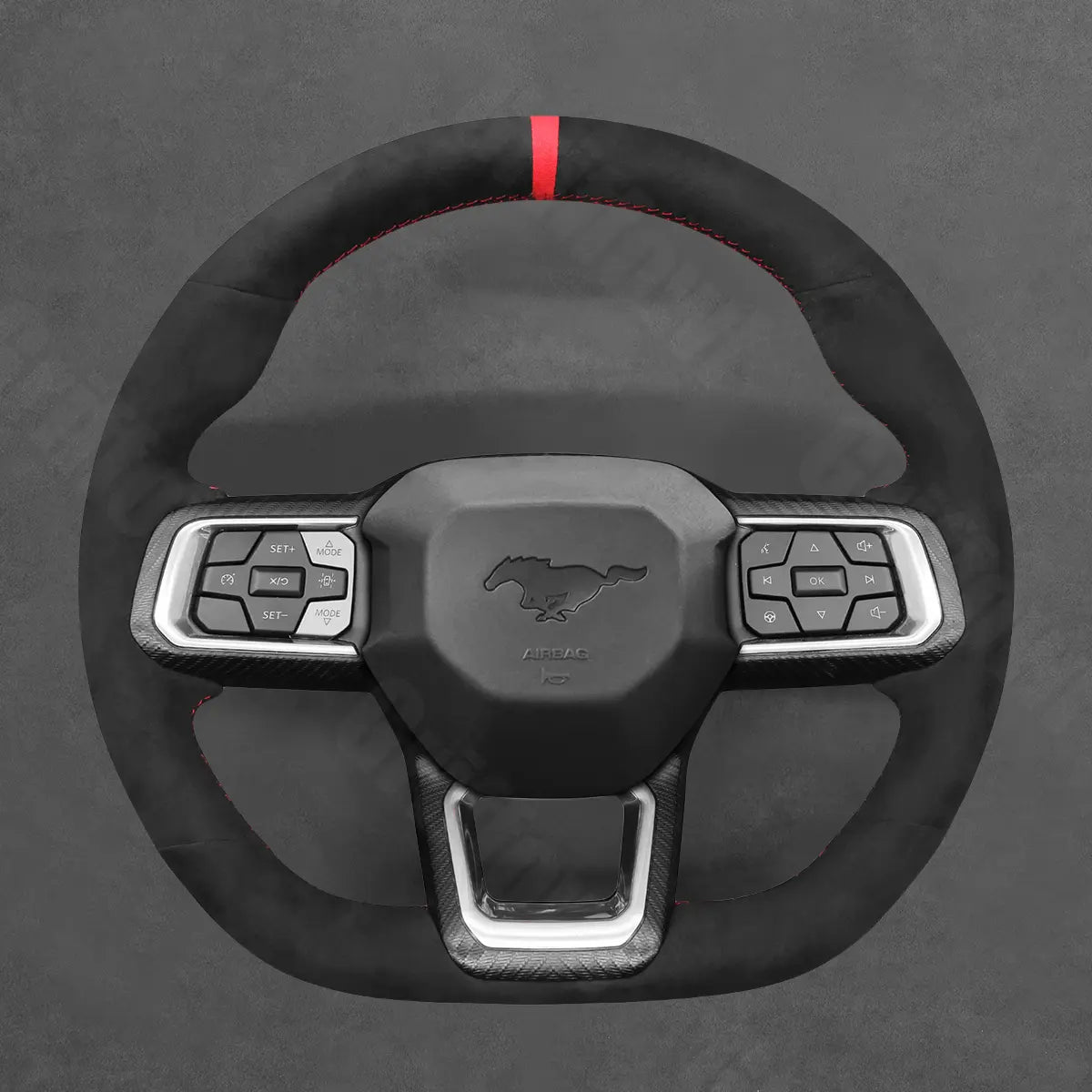 Griffowl Steering Wheel Cover for Tailored Coupe Ford Mustang 2024-2025. Perfect grip with our steering wheel wrap and custom interior touch.