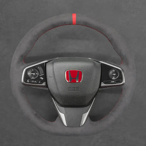 Griffowl Steering Wheel Cover for Tailored Coupe Honda Civic Type R 2017-2021. Griffowl's interior mod with hand-sewn DIY steering wheel kit.