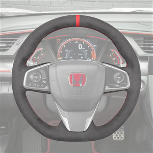 Griffowl Steering Wheel Cover for Tailored Coupe Honda Civic Type R 2017-2021. Griffowl's interior mod with hand-sewn DIY steering wheel kit.