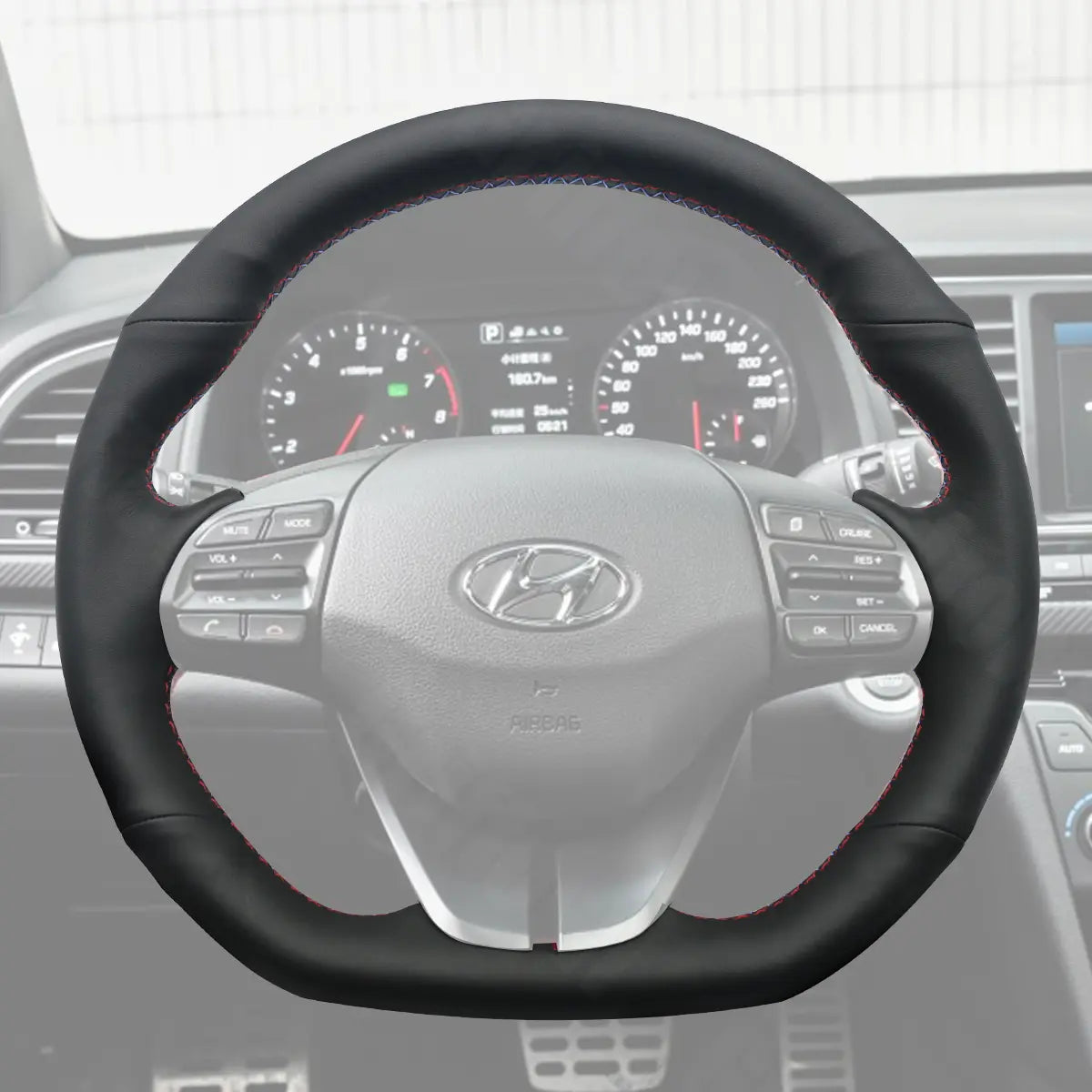 Griffowl Steering Wheel Cover for Tailored Coupe Hyundai Ioniq Elantra VI Sport SR Turbo 2015-2022. Hand-sewn DIY kit blends grip, function, and style inside.
