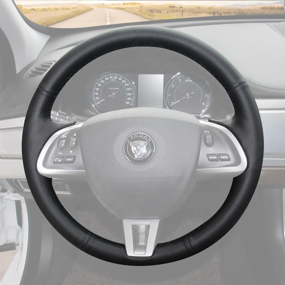 Griffowl Steering Wheel Cover for Tailored Coupe Jaguar XK X150 XKR XKR S 2011-2015. Hand-sewn kit for drivers seeking precision and comfort.