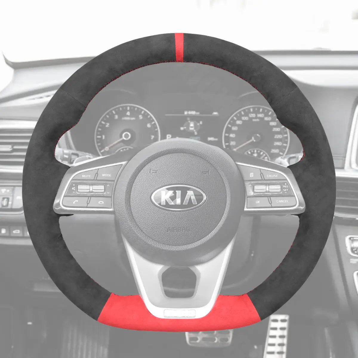 Griffowl Steering Wheel Cover for Tailored Coupe Kia Forte Proceed Pro Ceed Cee'd 3 Optima 5 SX Turbo GT GT-Line 2018-2022. Compact, hand-sewn DIY wrap for quick interior mods and grip upgrade.
