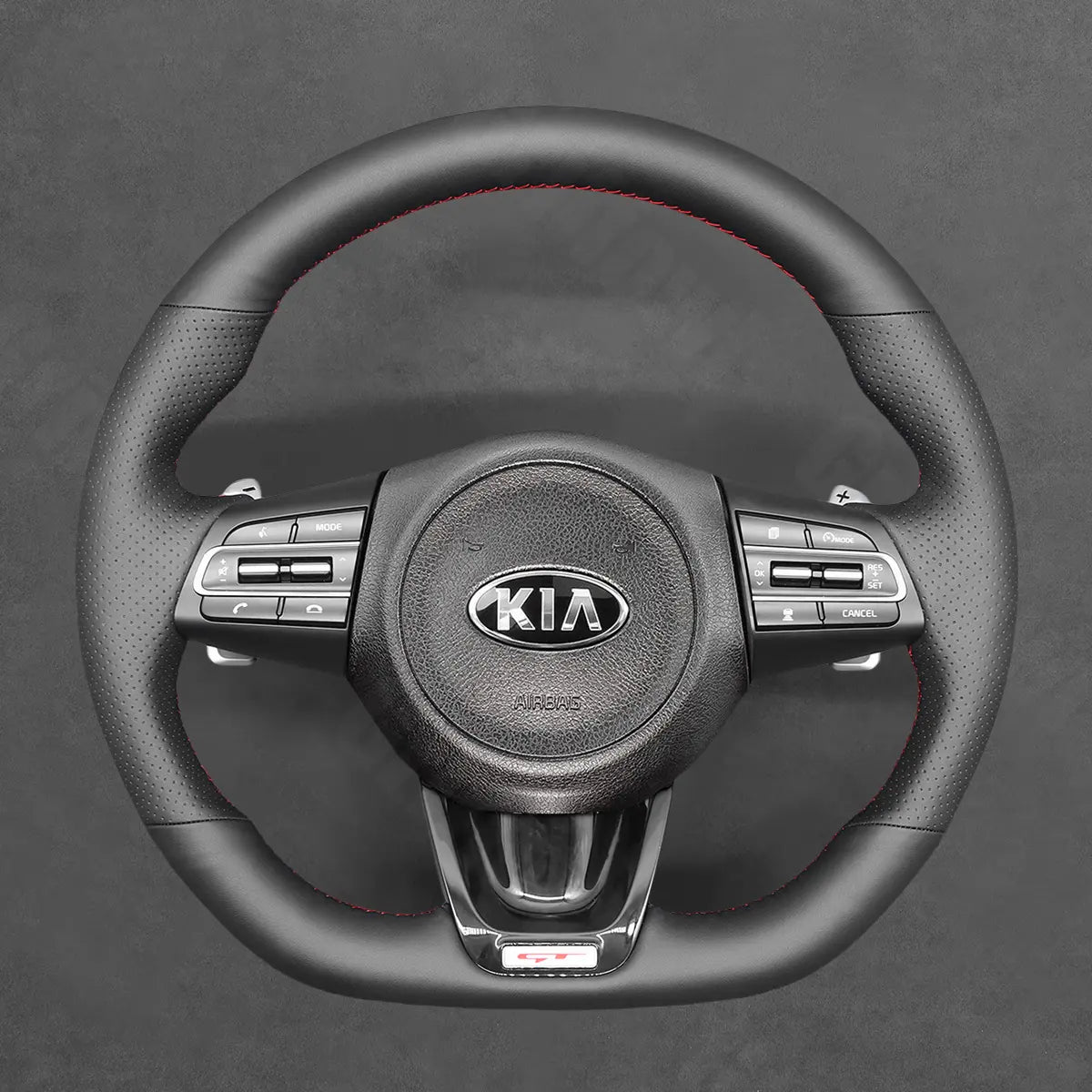 Griffowl Steering Wheel Cover for Tailored Coupe Kia Stinger 2018-2022. Perfect grip with our steering wheel wrap and custom interior touch.
