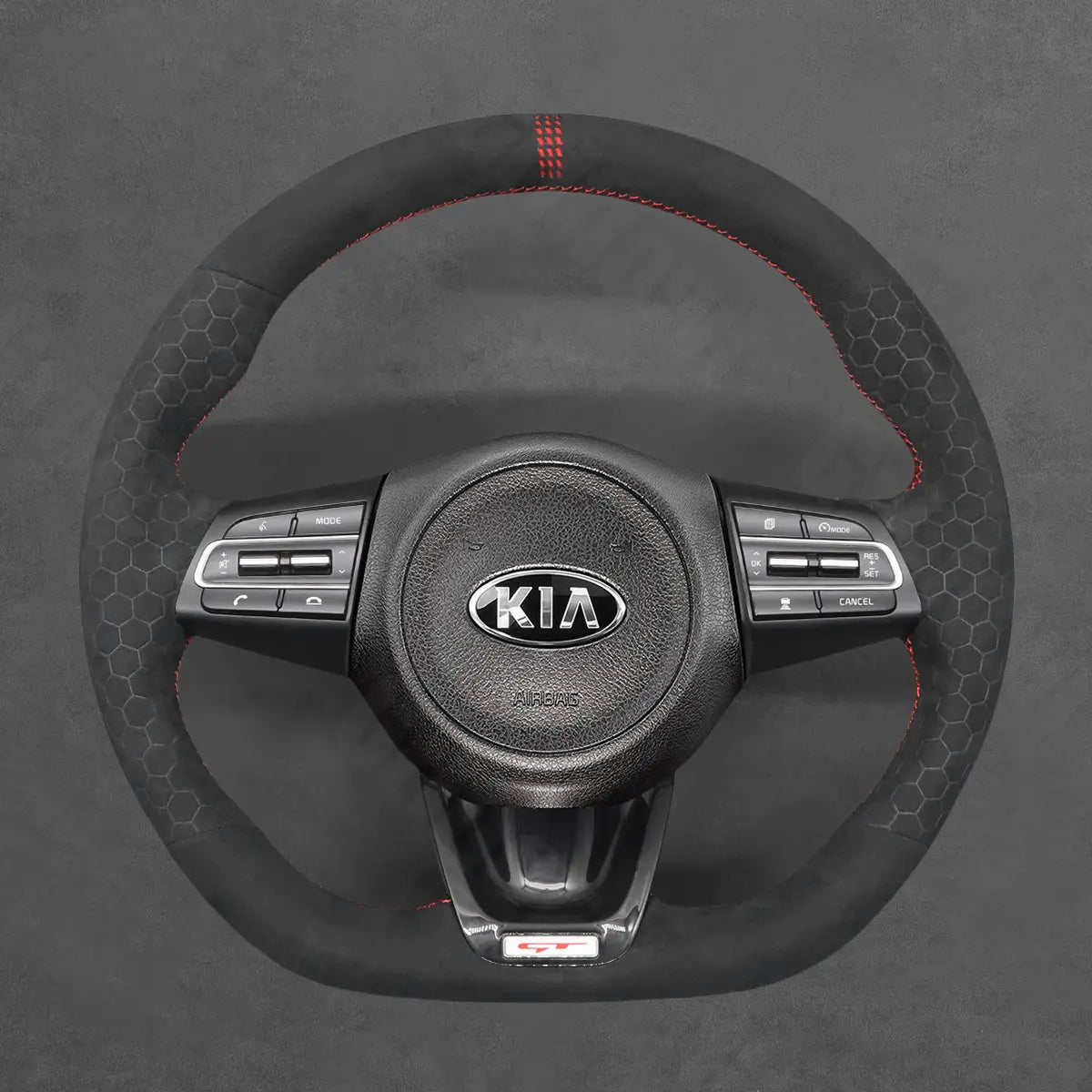 Griffowl Steering Wheel Cover for Tailored Coupe Kia Stinger 2018-2022. Perfect grip with our steering wheel wrap and custom interior touch.
