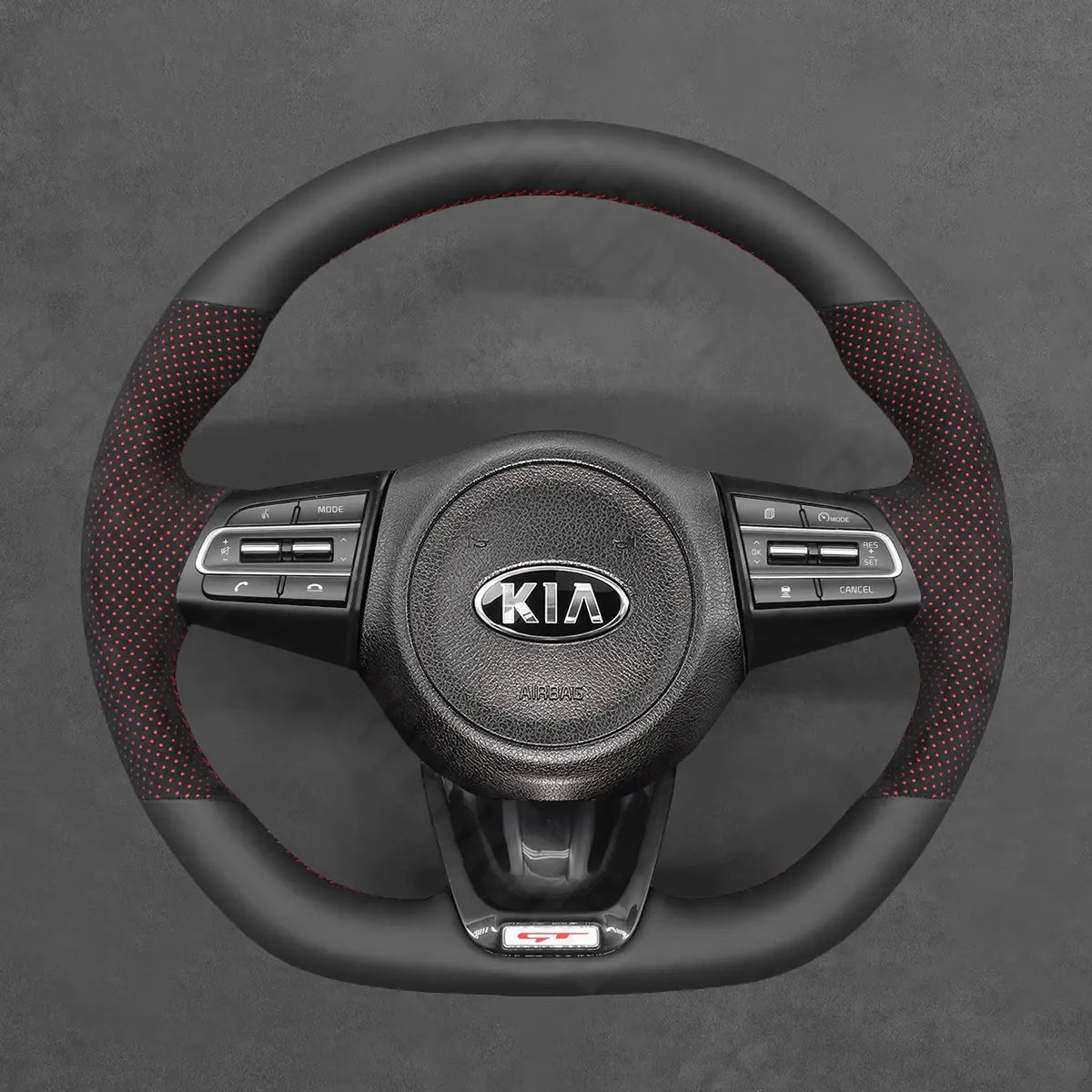Griffowl Steering Wheel Cover for Tailored Coupe Kia Stinger 2018-2022. Perfect grip with our steering wheel wrap and custom interior touch.
