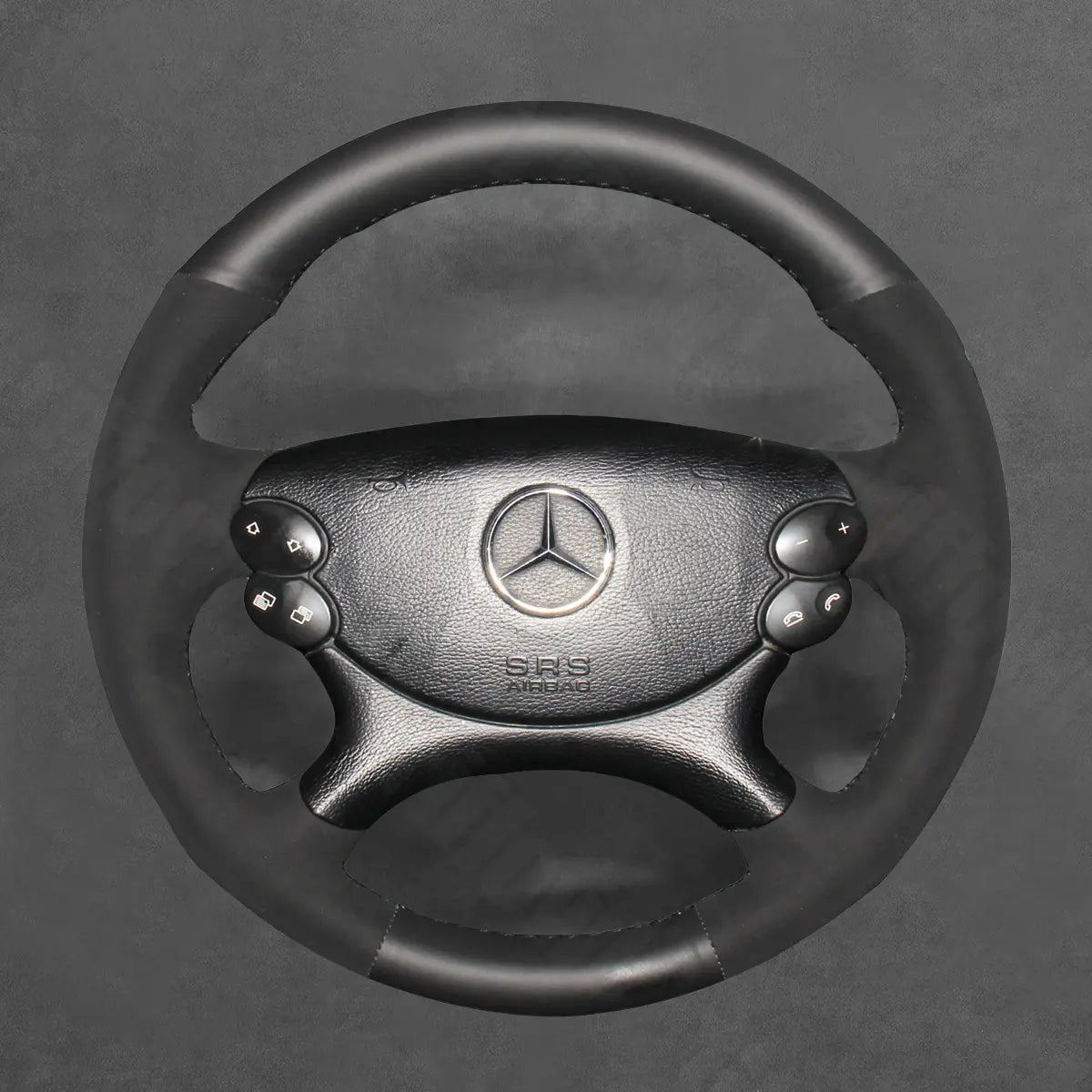 Griffowl Steering Wheel Cover for Tailored Coupe Mercedes Benz C209 C219 W211 R230 AMG 2003-2009. Hand-sewn DIY kit blends grip, function, and style inside.