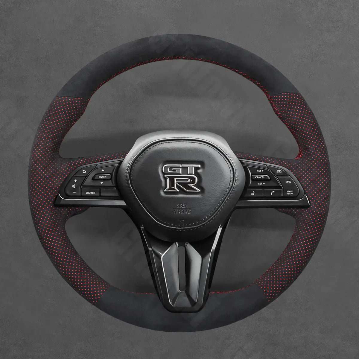 Griffowl Steering Wheel Cover for Tailored Coupe Nissan GT-R GTR 2017-2025. Perfect grip with our steering wheel wrap and custom interior touch.
