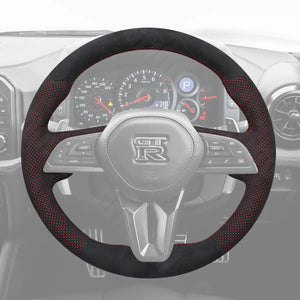 Griffowl Steering Wheel Cover for Tailored Coupe Nissan GT-R GTR 2017-2025. Perfect grip with our steering wheel wrap and custom interior touch.
