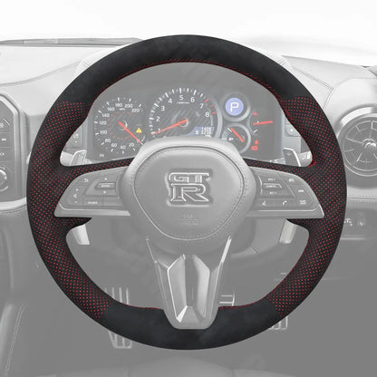 Griffowl Steering Wheel Cover for Tailored Coupe Nissan GT-R GTR 2017-2025. Perfect grip with our steering wheel wrap and custom interior touch.
