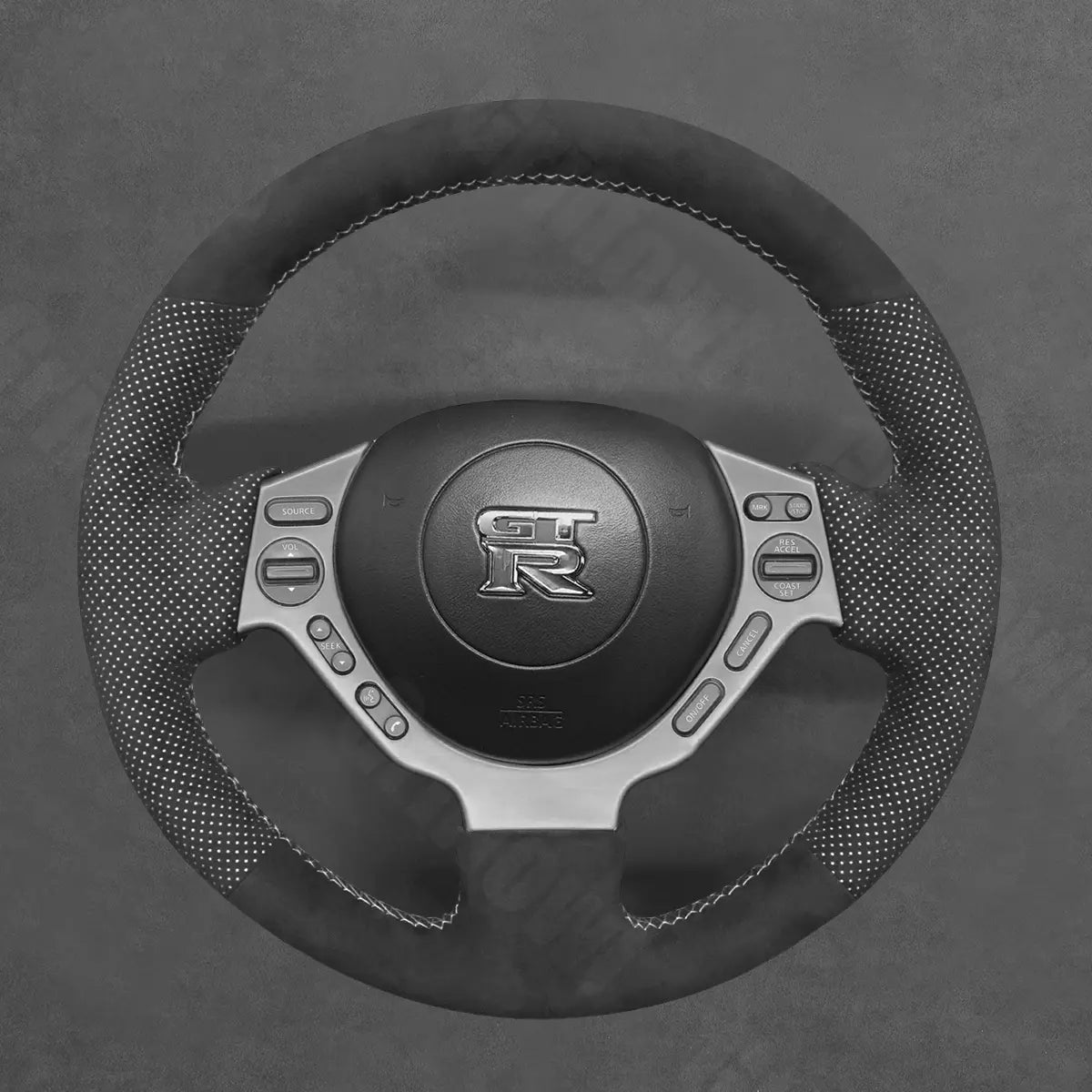 Griffowl Steering Wheel Cover for Tailored Coupe Nissan GTR GT-R Nismo 2008-2016. For refined interior upgrades using our wrap and stitch kit.
