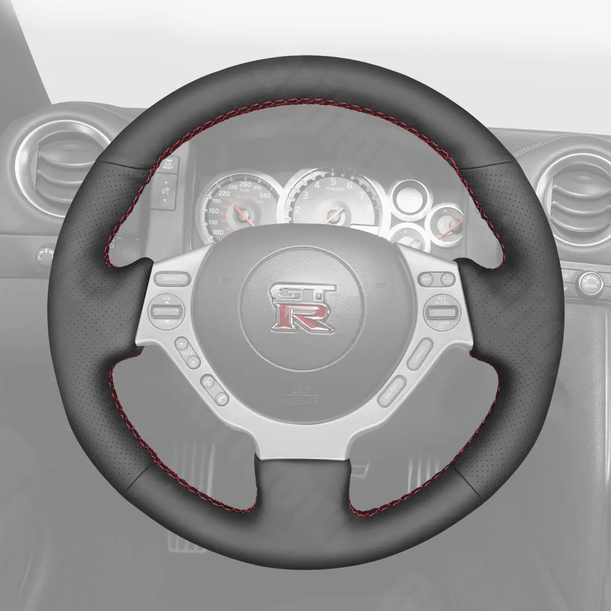 Griffowl Steering Wheel Cover for Tailored Coupe Nissan GTR GT-R Nismo 2008-2016. For refined interior upgrades using our wrap and stitch kit.
