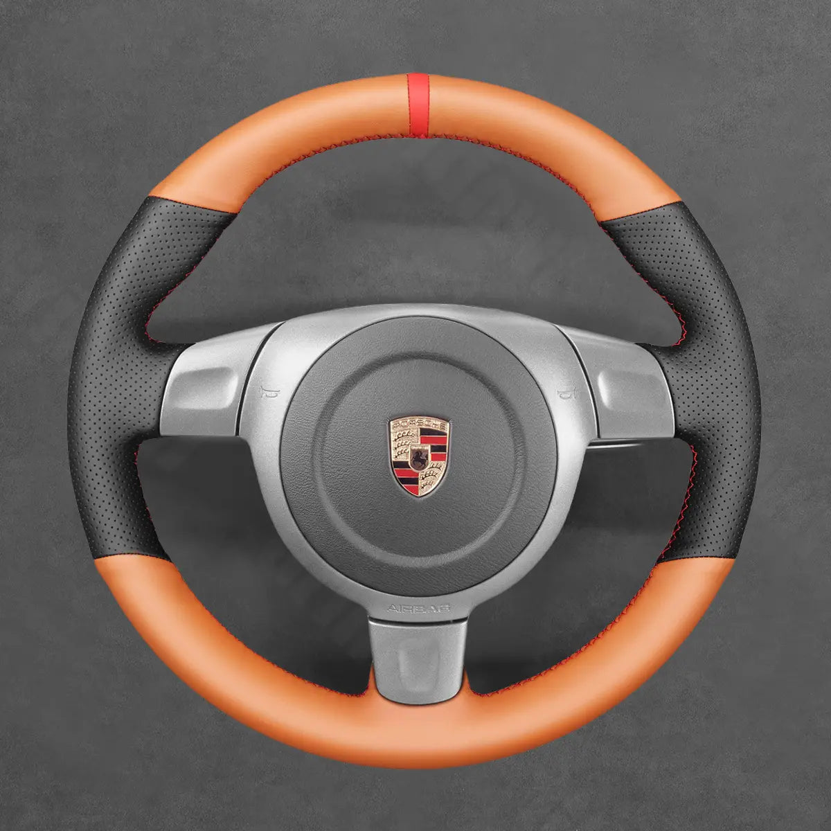 Griffowl Steering Wheel Cover for Tailored Coupe Porsche 911 997 Boxster Cayman 987 with bulge 2005-2009. Perfect for enthusiasts seeking refined interior mods.