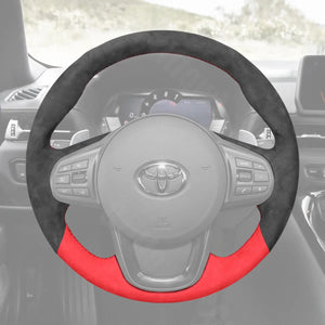 Griffowl Steering Wheel Cover for Tailored Coupe Toyota GR Supra 2019-2024. Perfect grip with our steering wheel wrap and custom interior touch.