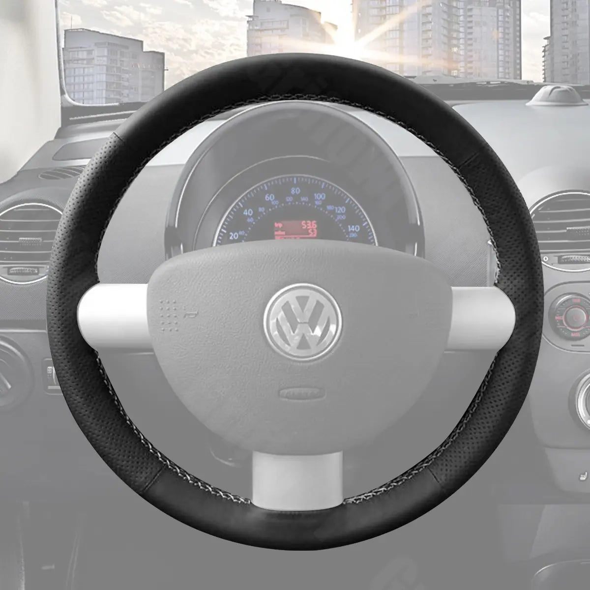 Griffowl Steering Wheel Cover for Tailored Coupe Volkswagen VW Beetle 1998-2011. For refined interior upgrades using our wrap and stitch kit.
