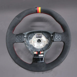 Griffowl Steering Wheel Cover for Tailored Coupe Volkswagen VW EOS 2007-2009. Griffowl's interior mod with hand-sewn DIY steering wheel kit.
