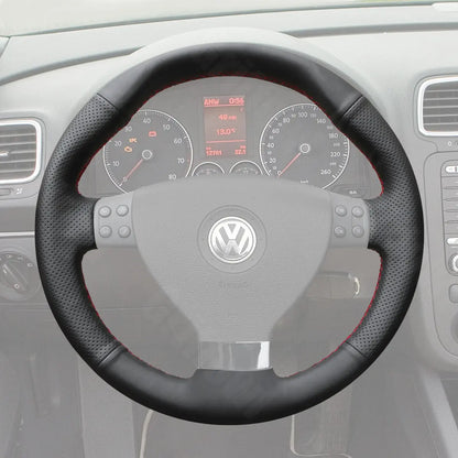 Griffowl Steering Wheel Cover for Tailored Coupe Volkswagen VW EOS 2007-2009. Griffowl's interior mod with hand-sewn DIY steering wheel kit.
