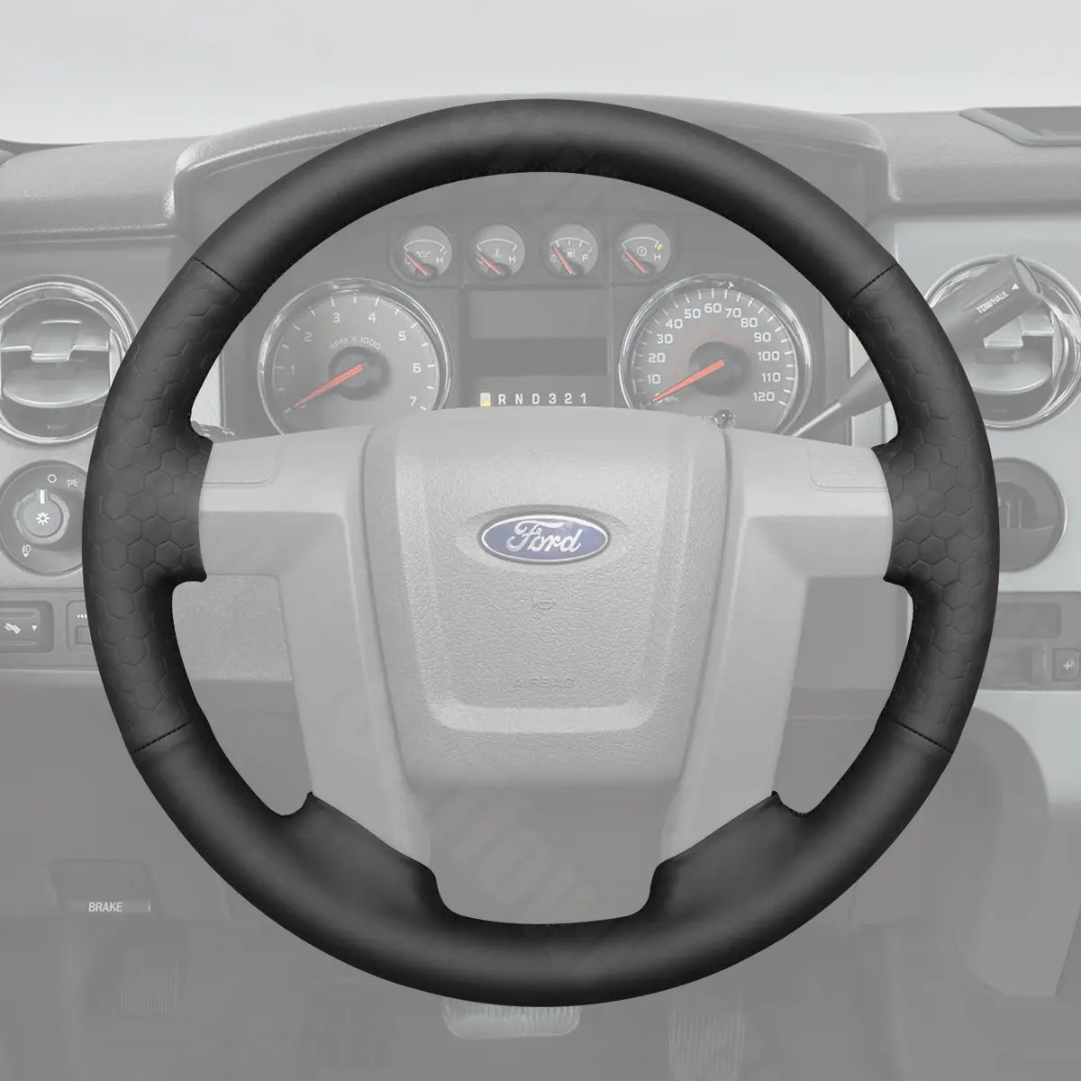 Griffowl Steering Wheel Cover for Upgrade Ford F-150 F150 2009-2014. DIY kit includes hand-sewn wrap for luxury interior mods.