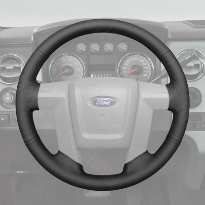 Griffowl Steering Wheel Cover for Upgrade Ford F-150 F150 2009-2014. DIY kit includes hand-sewn wrap for luxury interior mods.