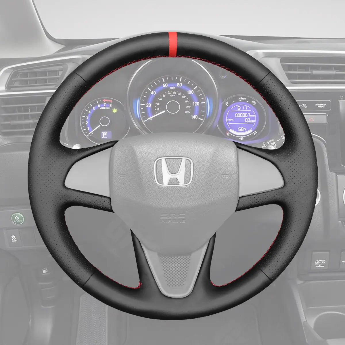Griffowl Steering Wheel Cover for Upgrade Honda Fit Vezel 2014-2017. DIY kit includes hand-sewn wrap for luxury interior mods.