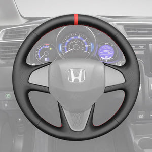 Griffowl Steering Wheel Cover for Upgrade Honda Fit Vezel 2014-2017. DIY kit includes hand-sewn wrap for luxury interior mods.