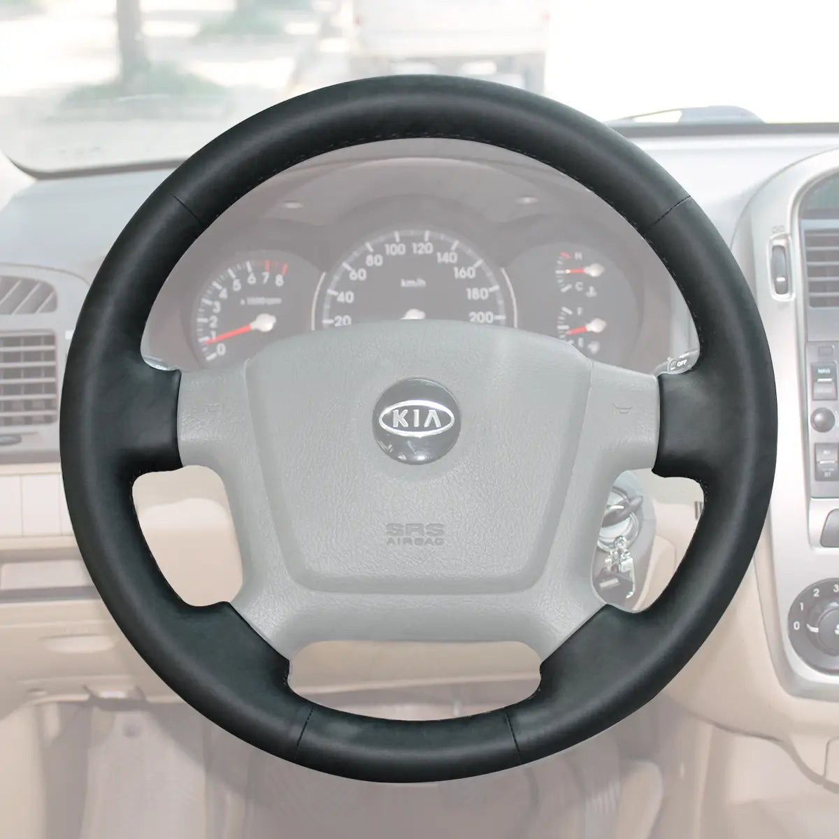 Griffowl Steering Wheel Cover for Upgrade Kia Spectra Spectra5 Cerato Soul 2004-2012. Hand-sewn kit for drivers seeking precision and comfort.
