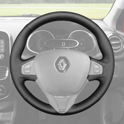 Griffowl Steering Wheel Cover for Upgrade Renault Clio 4 IV Captur 2012-2016. Griffowl's interior mod with hand-sewn DIY steering wheel kit.