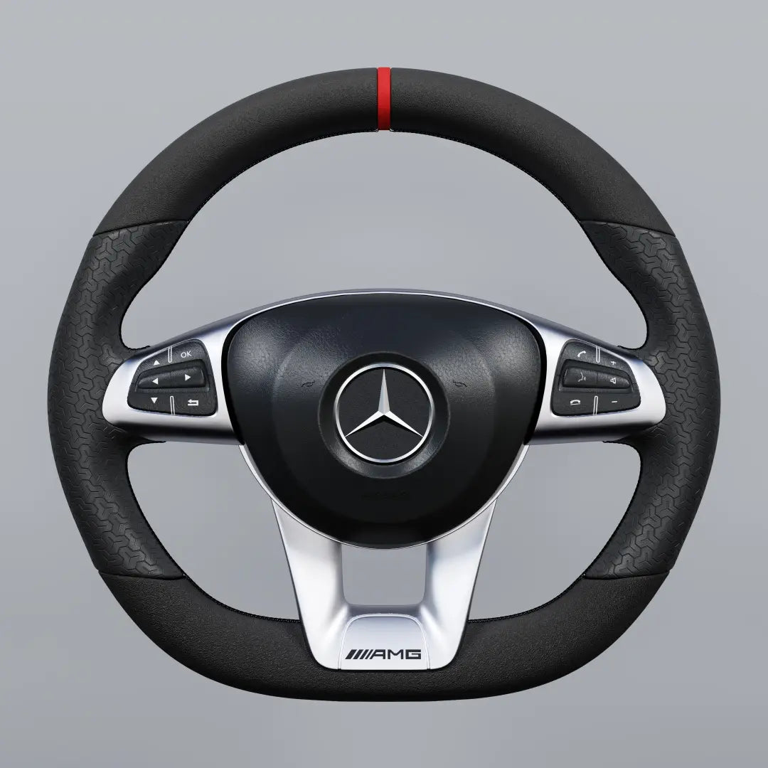 Mercedes-Benz steering wheel with embossed leather and smooth suede